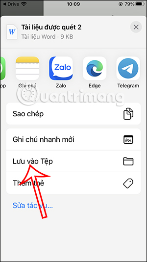 Lưu tập tin vào ứng dụng Tệp