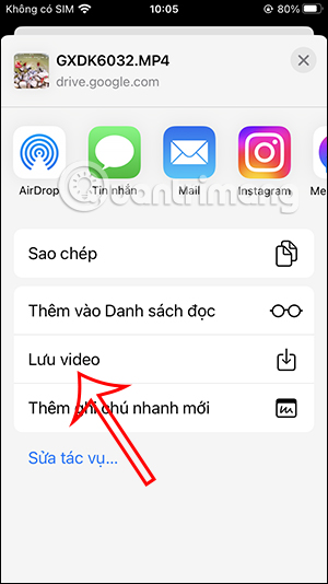 Lưu video Google Drive xuống iPhone