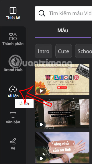 Tải tập tin lên Canva