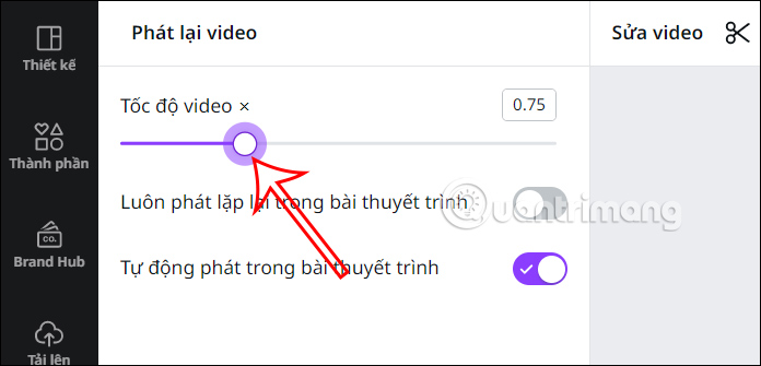 Chỉnh tốc độ video trên Canva