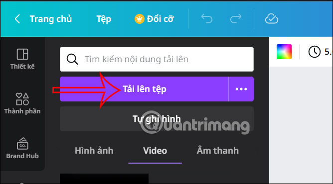 Tải video lên Canva 