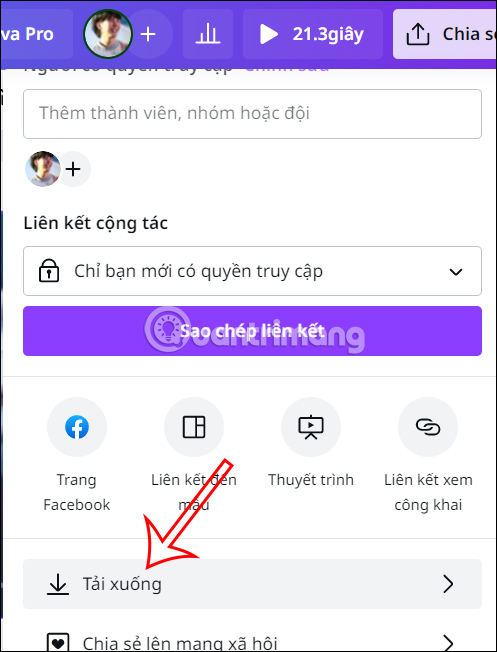 Lưu video xóa âm thanh trên video Canva 