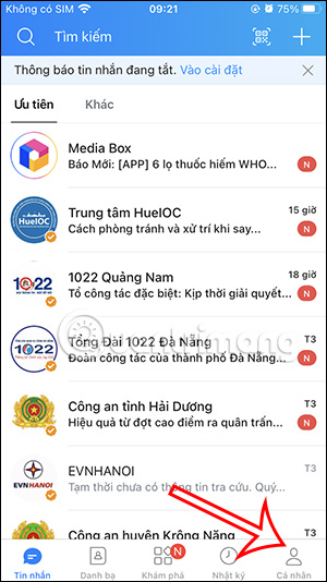 Cá nhân trên Zalo