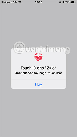 Mở khóa ví QR Zalo