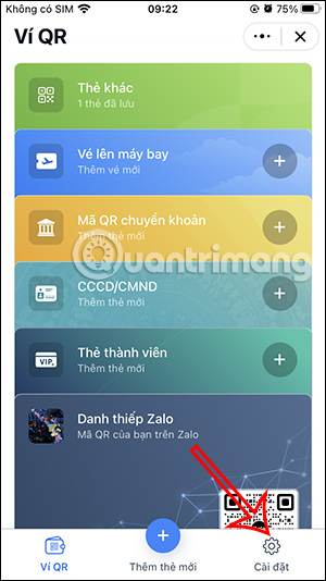 Cài đặt ví QR Zalo