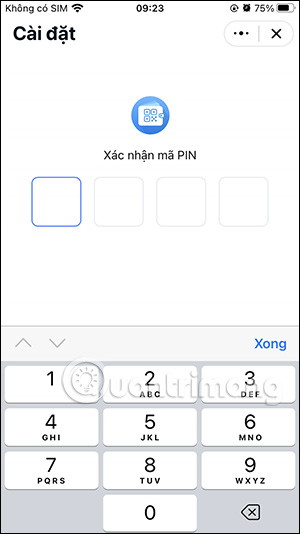 Xác thực mã PIN ví Zalo