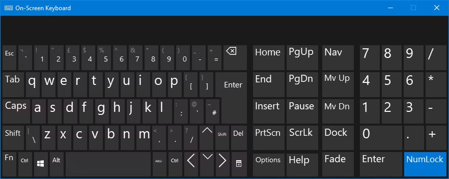 Bàn phím trên màn hình Windows 10