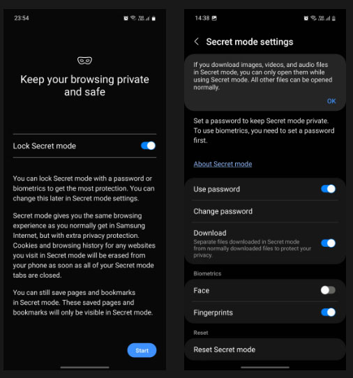 Cài đặt Secret Mode bảo mật Internet của Samsung