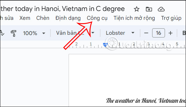 Công cụ trên Google Docs