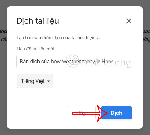 Dịch tài liệu trên Google Docs