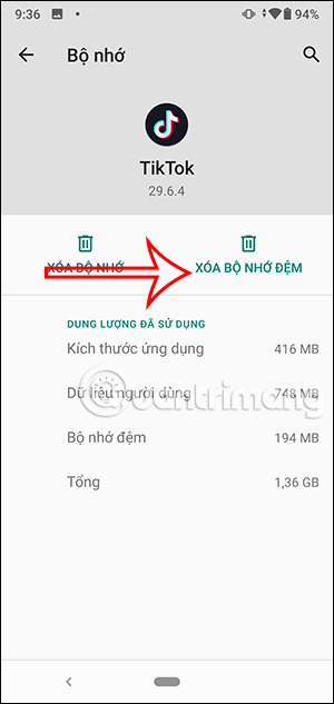 Xóa bộ nhớ cache TikTok