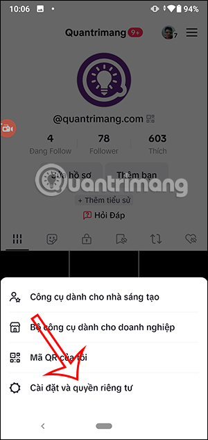 Cài đặt TikTok