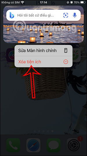 Xóa tiện ích Bing Chat AI iPhone