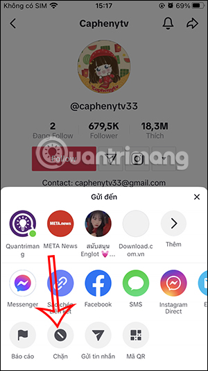 Chặn tài khoản TikTok