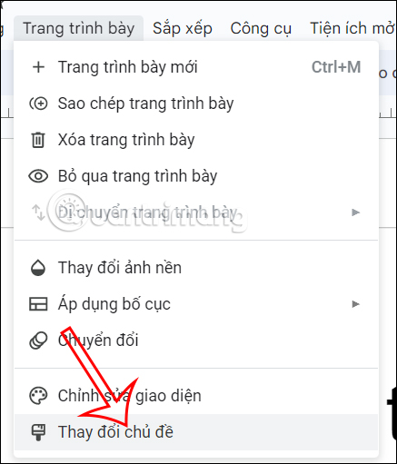Đổi chủ đề theme trong Google Slides
