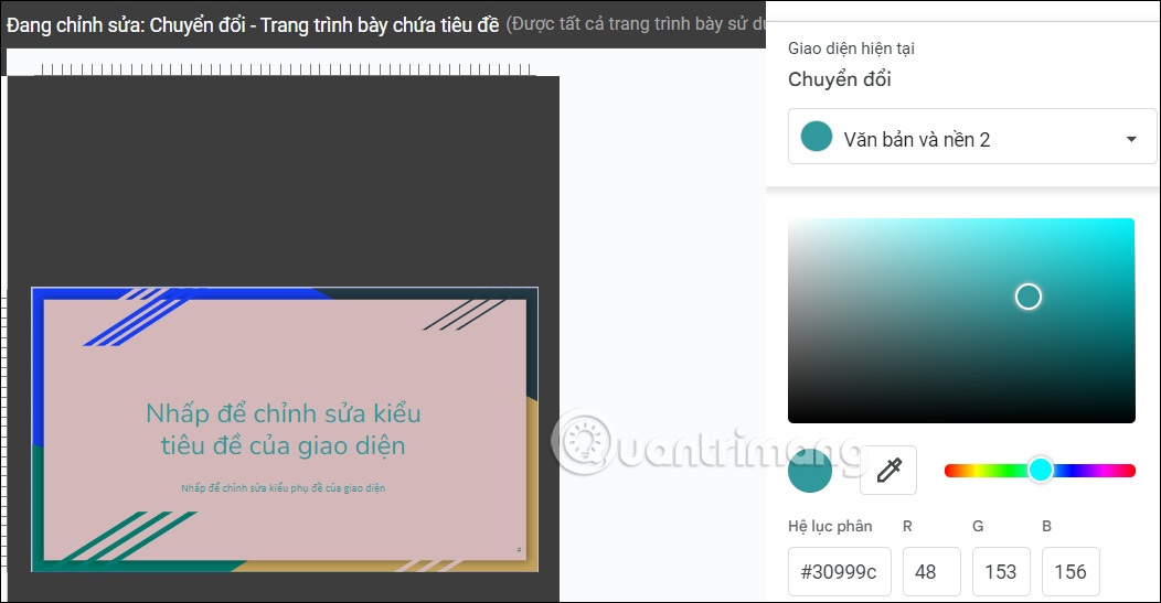 Màu theme slide trong Google Slides
