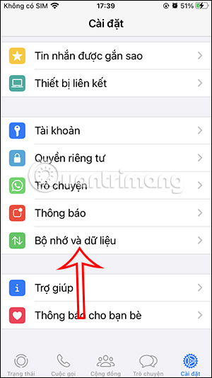 Bộ nhớ trên WhatsApp