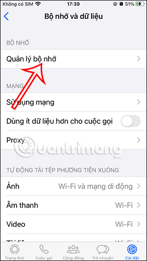 Bộ nhớ trên WhatsApp