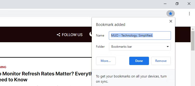 Biểu tượng bookmark Chrome