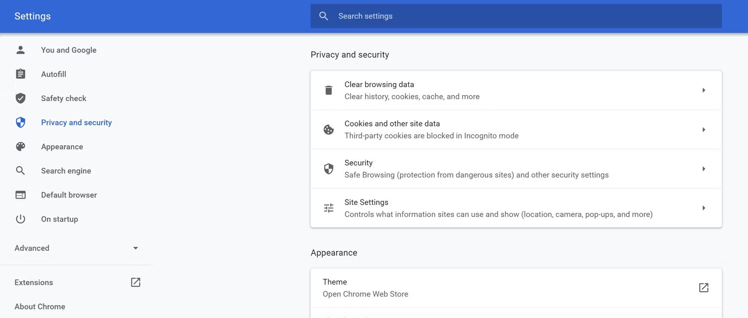 Cài đặt quyền riêng tư trong Google Chrome