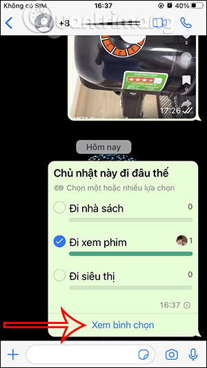 Xem bình chọn trong WhatsApp