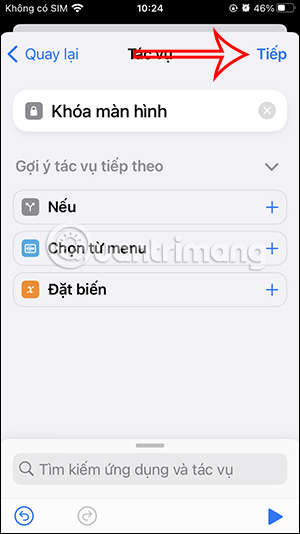 Thiết lập tác vụ iPhone