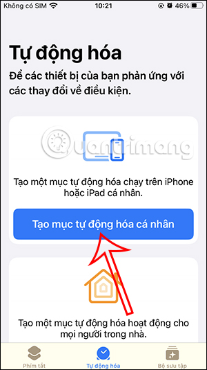 Tạo mục tự động hóa trên iPhone