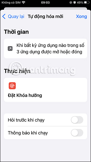 Thiết lập tự động ứng dụng trên iPhone