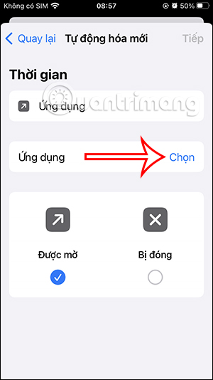 Chọn ứng dụng trên iPhone