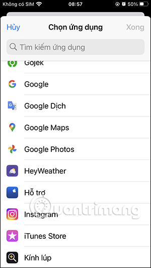 Danh sách ứng dụng trên iPhone