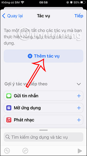 Thêm tác vụ cho ứng dụng