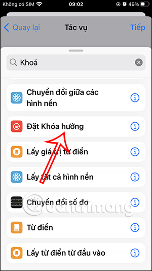 Tác vụ đặt khóa hướng màn hình iPhone