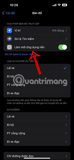 Làm mới ứng dụng Apple Maps