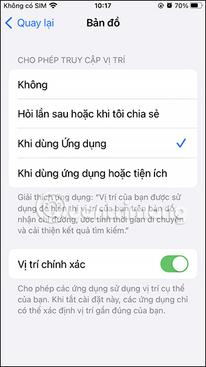 Bật định vị vị trí