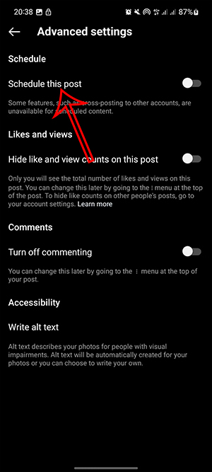 Kích hoạt lên lịch bài đăng Instagram