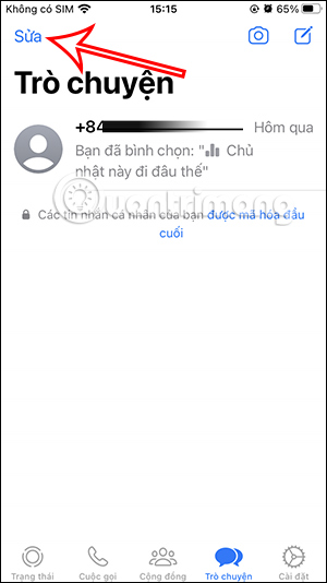 Chọn sửa trên WhatsApp