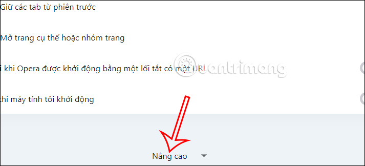 Mở rộng cài đặt trên Opera