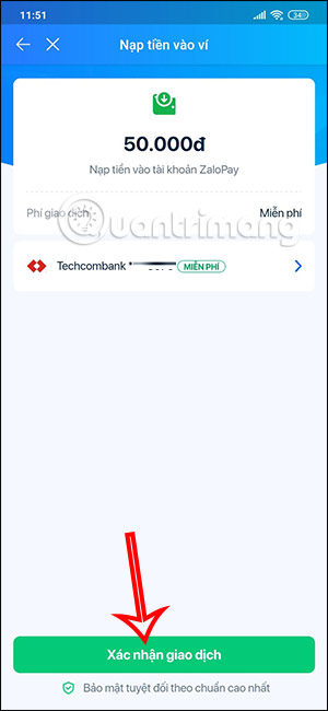 Xác nhận giao dịch trên ZaloPay