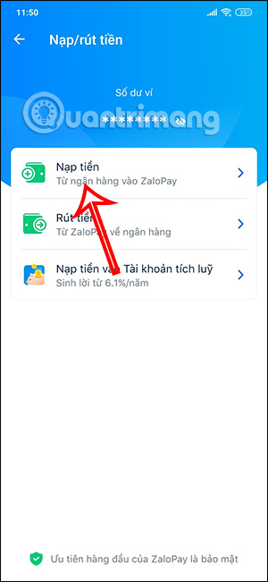 Nạp tiền trên ZaloPay