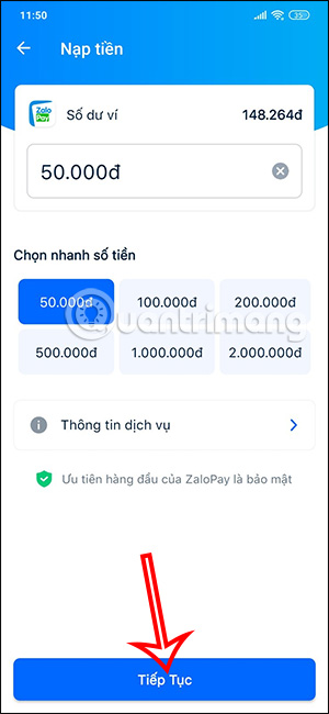 Nạp tiền vào ZaloPay
