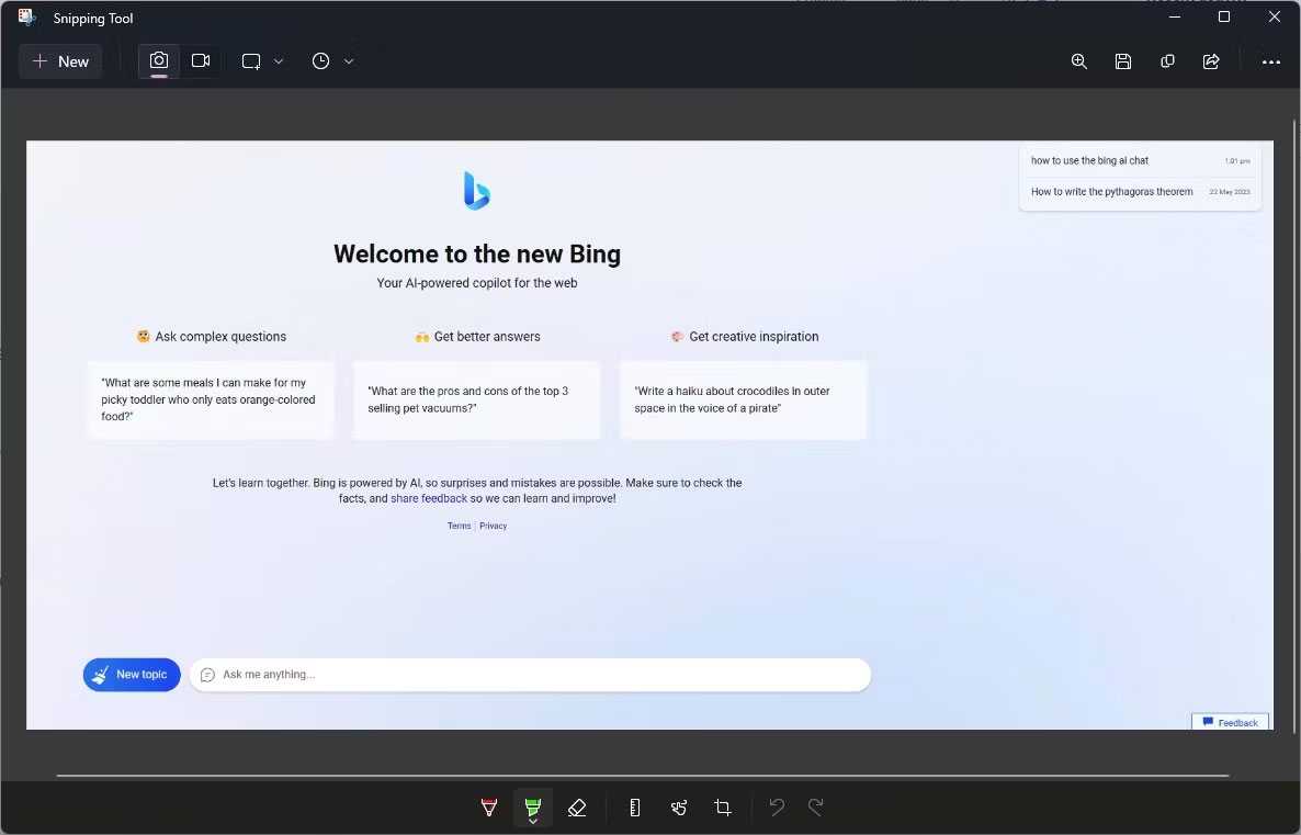 Ảnh chụp màn hình được chụp bằng Snipping Tool trong Windows