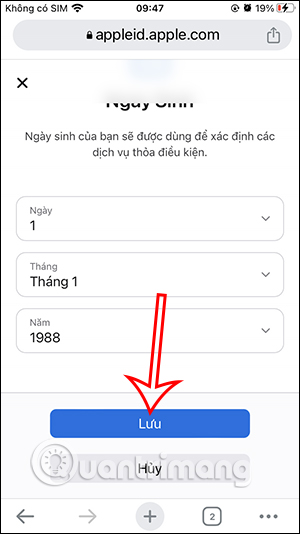 Lưu thông tin cá nhân mới trên Apple ID