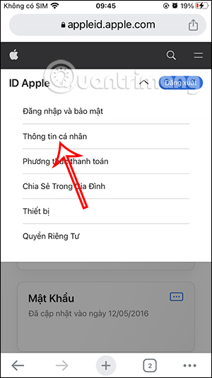 Thông tin cá nhân Apple ID