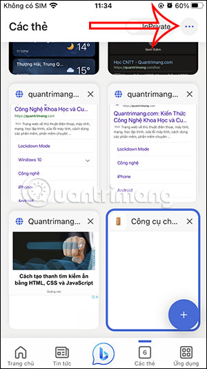 Tùy chỉnh tab trên Bing AI