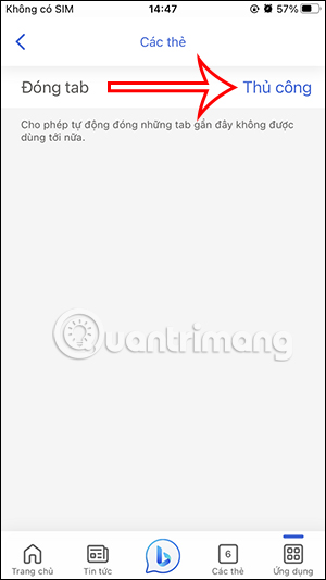 Chỉnh đóng tab trên Bing AI