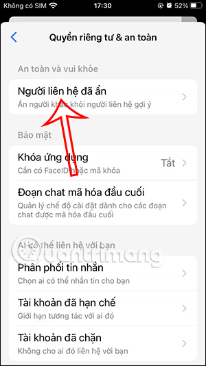 Liên hệ đã ẩn trên Messenger