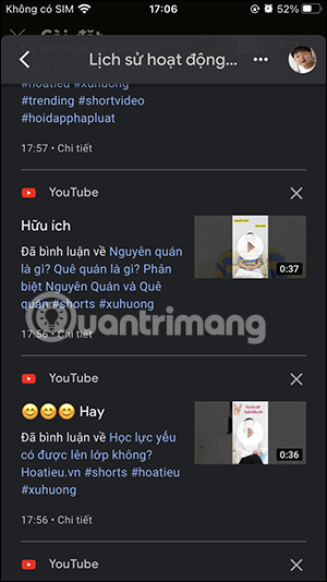 Xem bình luận video YouTube