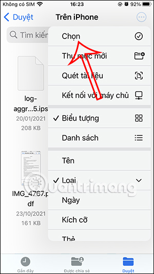 Chọn các tập tin PDF