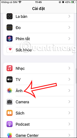 Chỉnh Ảnh trong Cài đặt