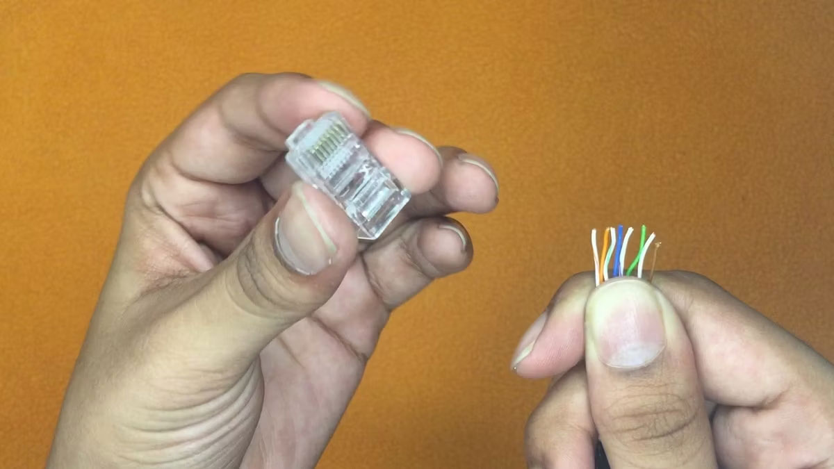 Sắp xếp thẳng các dây Ethernet được cắm vào đầu nối